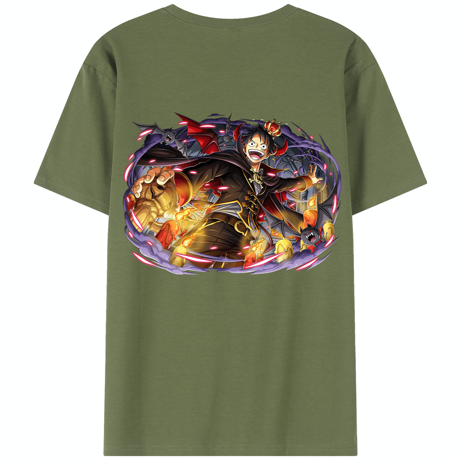 ワンピース モンキー・D・ルフィ ONE PIECE Monkey D. Luffy 綿100％半袖Tシャツ（背面プリント）